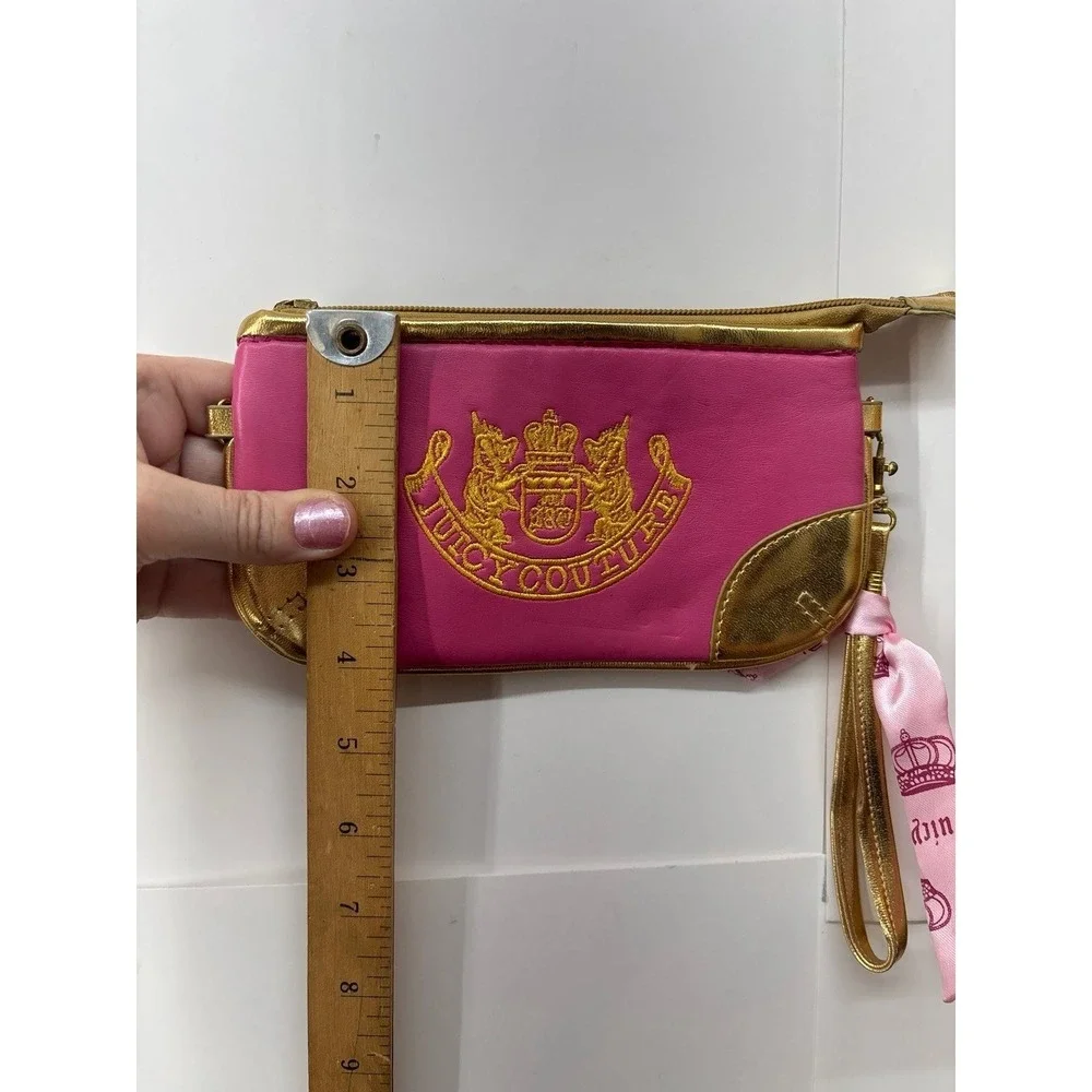 Vintage Juicy Couture Pink & Gold Embroidered Wristlet (Authentic Y2K 90s/00s)